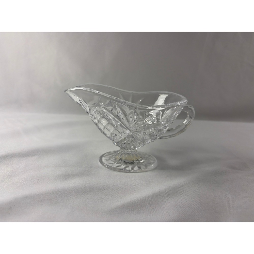 Shannon Crystal Designs of Ireland Lead Crystal Footed Gravy Boat Sauce Pitcher - Picture 2 of 5